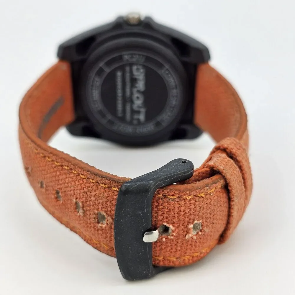 Men's Sprout Watch 42MM Brown Dial Orange Canvas‎ Band Straps New Battery